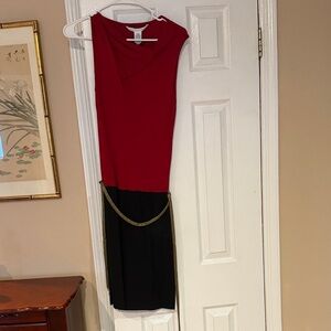 Diane Von Furstenberg Red Dress with Black Accent